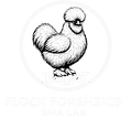 Flock Forensics Brand Logo with Silkie Chicken